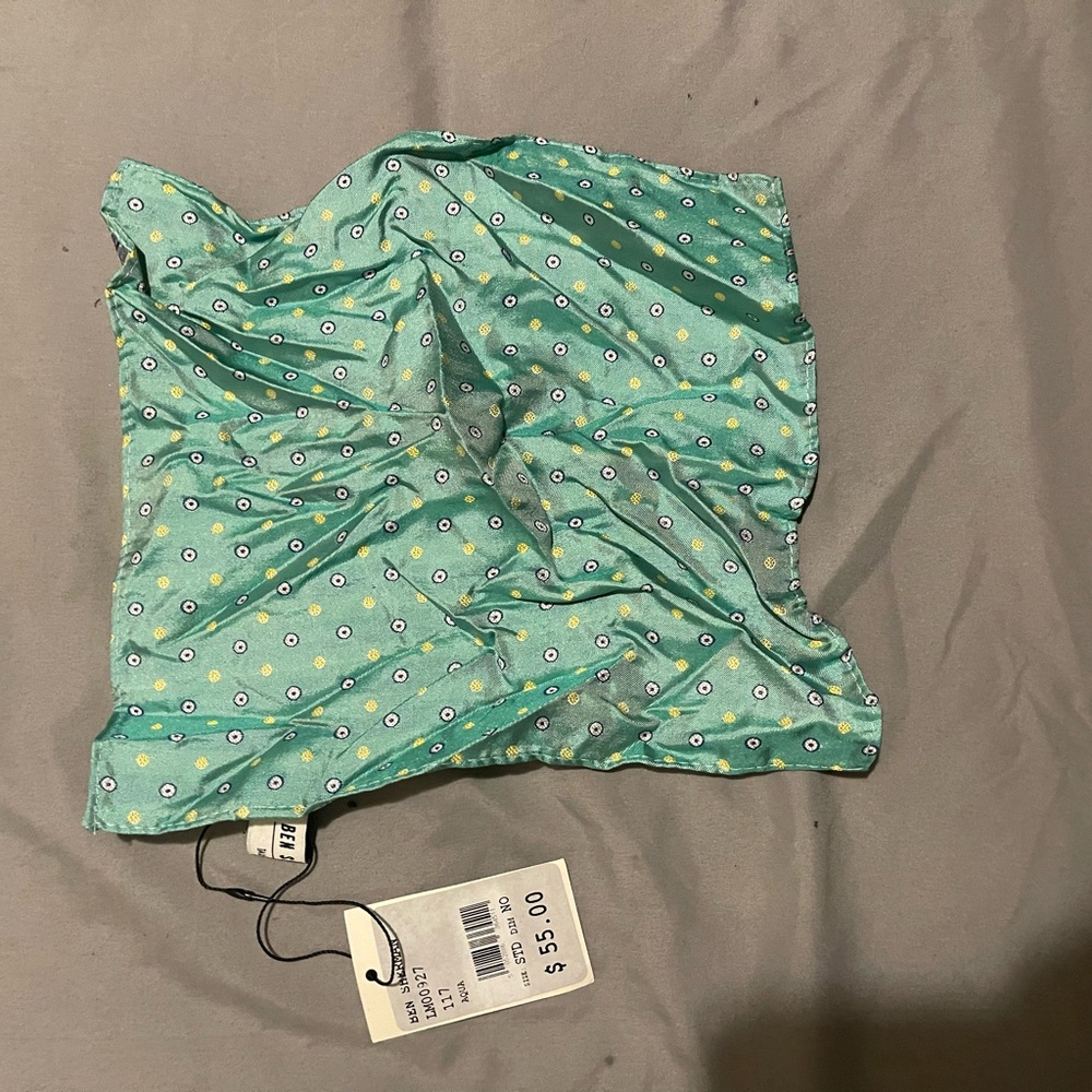 Ben Sherman Green and Yellow Pocket Square